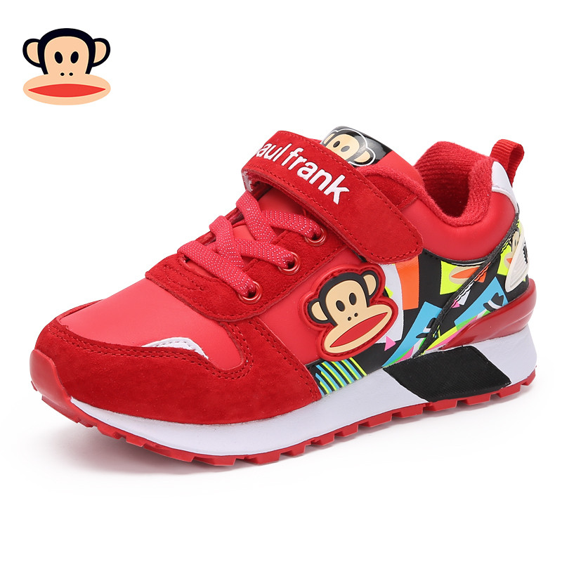 大嘴猴童鞋男童棉鞋2018新款秋冬季保暖二棉鞋子潮跑步鞋女运动鞋 红色 32/内长20.7cm