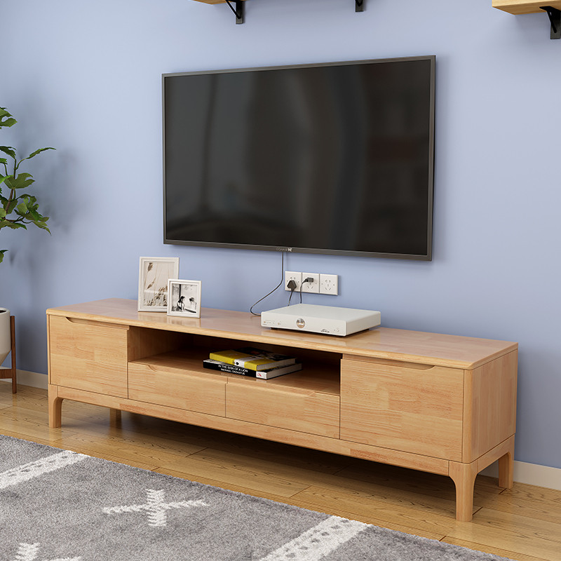一米色彩 电视柜 实木电视柜 视听柜小户型木质地柜 北欧日式风格 客厅家具 1.5米原木色