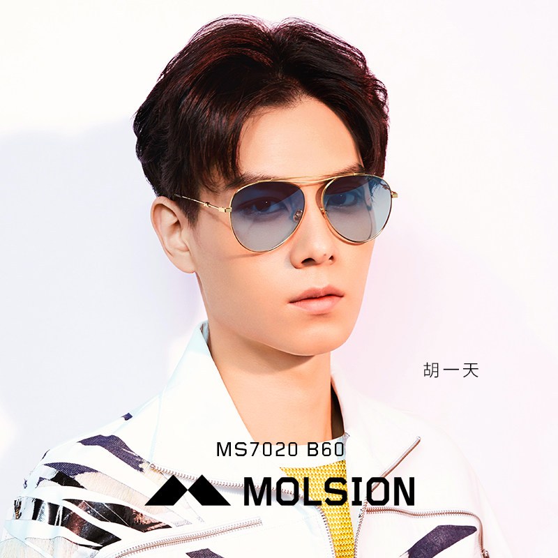 陌森胡一天同款2018年男女款新款蛤蟆镜驾驶太阳镜墨镜MS7020 镜框：金色镜腿：金色黑色B60