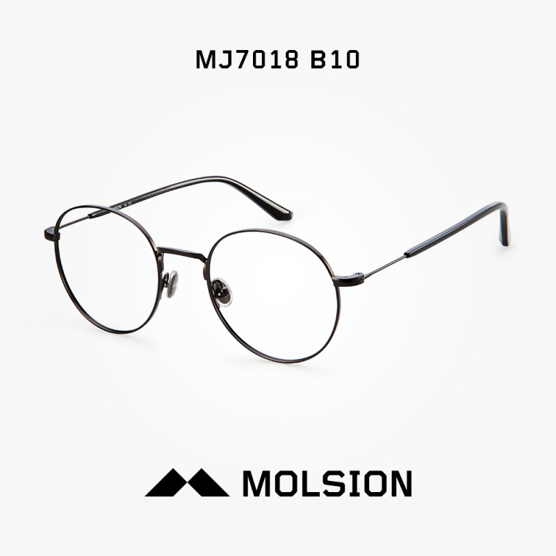 Molsion陌森眼镜架女Angelababy同款眼镜框圆框金属近视镜MJ7018 B10镜框哑碳枪色;镜腿：哑碳枪色+黑色