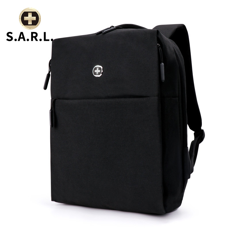 S.A.R.L书包usb充电背包 休闲男女大学生户外双肩书包 57044 黑色