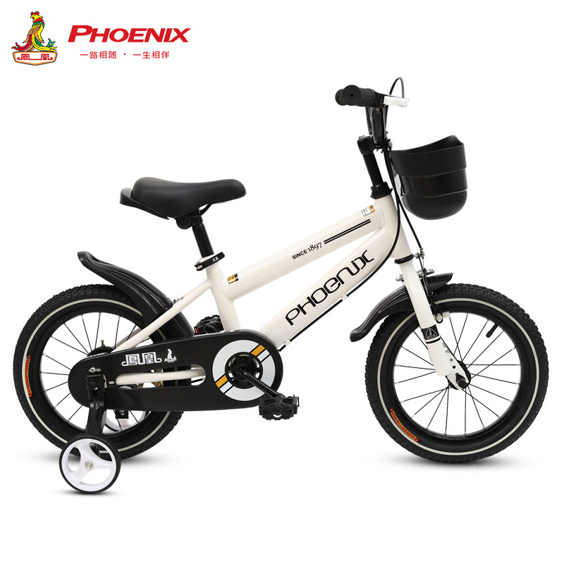 凤凰儿童自行车男孩女孩童车3-6岁宝宝脚踏车小孩单车 16寸适合身高105cm-125cm 白色(运动版)
