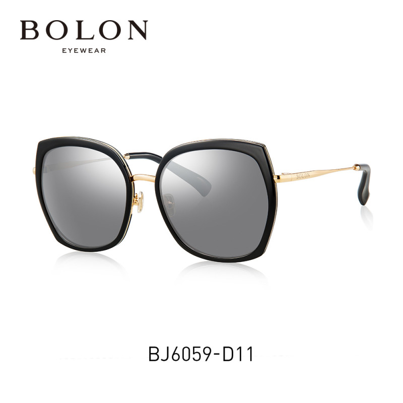 BOLON暴龙2018新款蝶形偏光太阳镜女士个性潮流的墨镜眼镜BL6059 D11黑金色