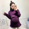 孕妇冬款加绒加厚内搭月子服圆领高领哺乳衣新款加绒打底衫 XL 高领紫色