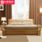 A家家具 简约现代实木床1.8米1.5北欧卧室成套家具软靠大床双人床 1.5米高箱床（升级款）+2床头柜
