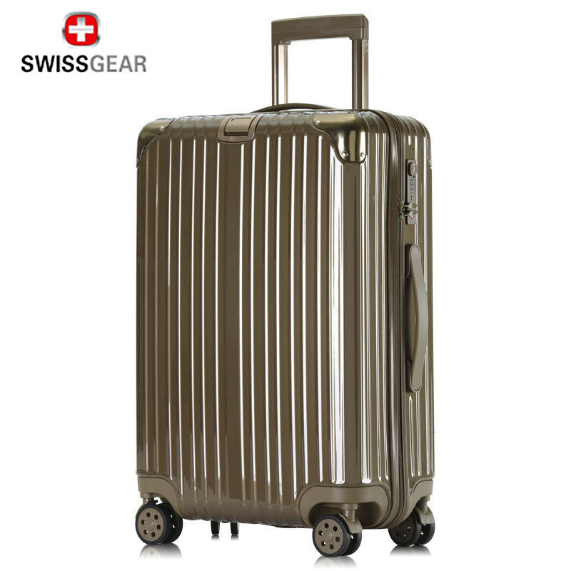 SWISSGEAR瑞士军刀万向轮行李箱男女通用 旅行箱韩版登机箱包密码PC箱 棕色 20寸