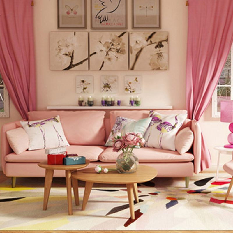 北欧风格家具客厅宜家小户型整装可拆洗三四人位现代简约布艺沙发_310_472 单人（85*85*85）_粉红色