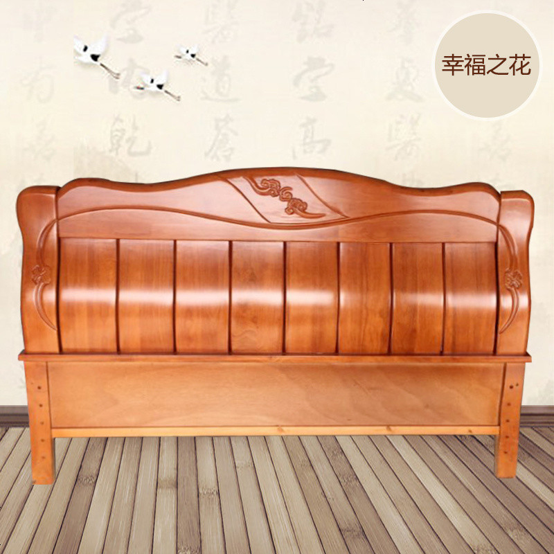 实木床头板简约现代1.8米1.5米双人床头中式2床靠背橡木白茬定制 其他_幸福之花海棠色胡桃色原木色
