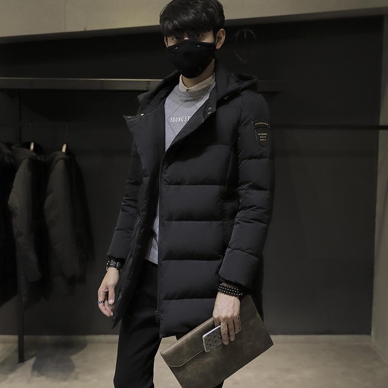幸福时光happytime羽绒服男中长款冬季新款韩版潮流帅气加厚男装保暖外套DS290T_1_7 2XL 黑色