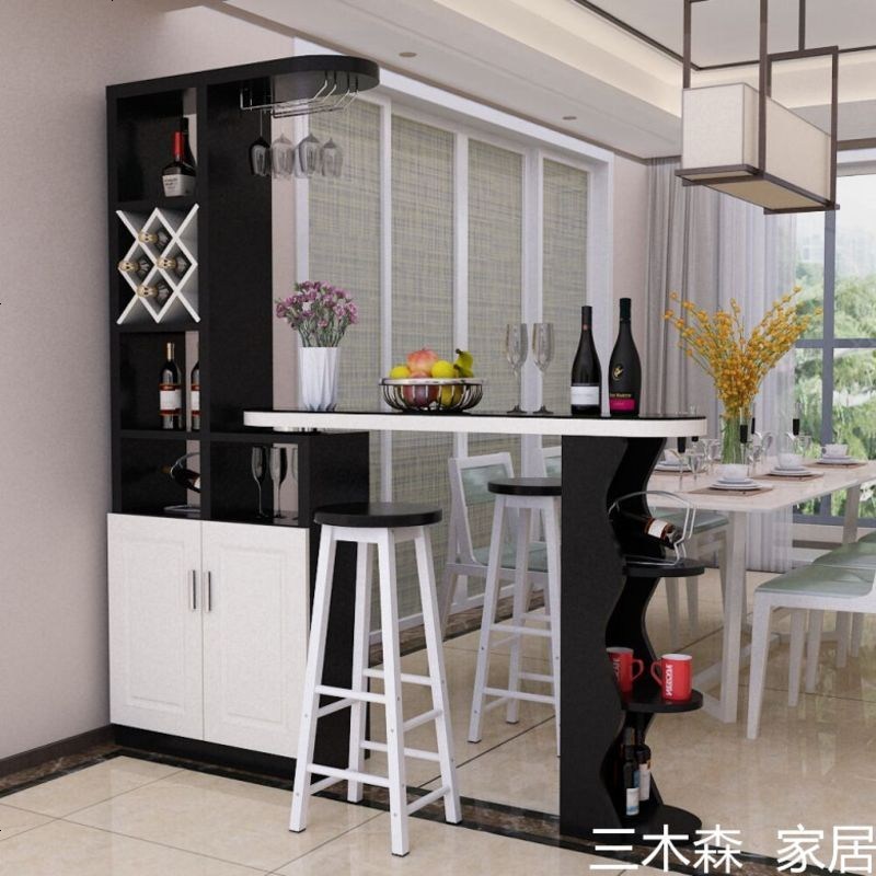 吧台桌家用简约现代客厅多功能隔断柜北欧创意转角酒柜靠墙玄关柜_756_53 组装_蓝色《欧式_》_支架结构