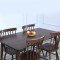 北欧黑胡桃色实木餐桌椅组合 现代简约小户型长方形餐桌一桌六椅 1.4米餐桌