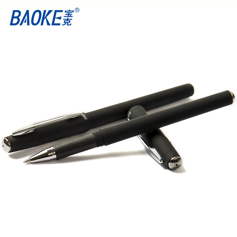 宝克(baoke) PC2318中性笔金典商务办公签字笔水笔黑银夹签名笔 0.5mm 12支/盒