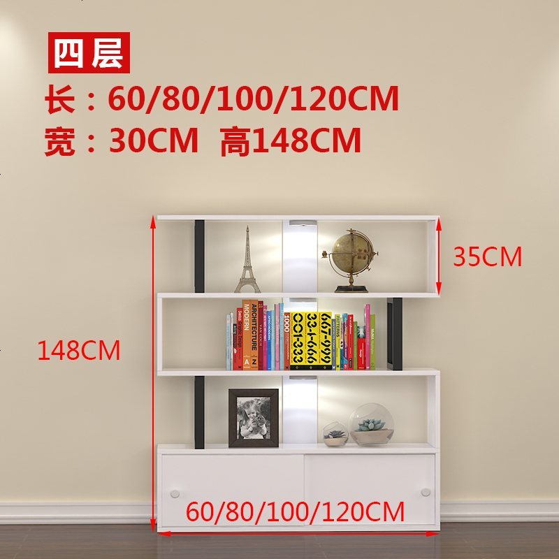 化妆品展示柜陈列柜货架展示架产品置物架自由组合美容美甲柜子_958_445 四层148高*100长*30深_加固版