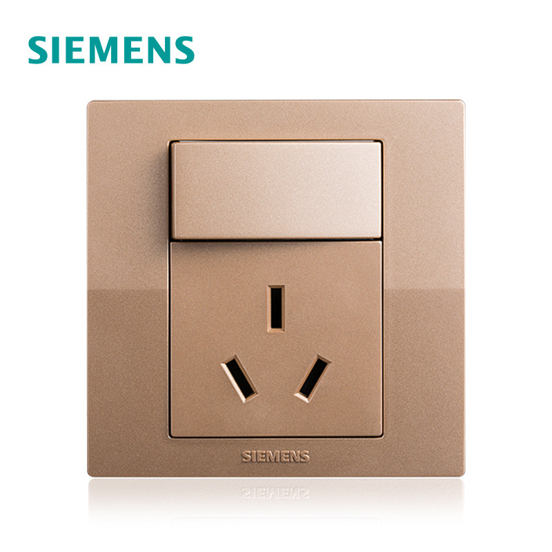 西门子（SIEMENS）开关电源插座面板悦动香槟金五孔USB一开带16A空调86型家用墙壁 一开16A三孔 悦动香槟金系列