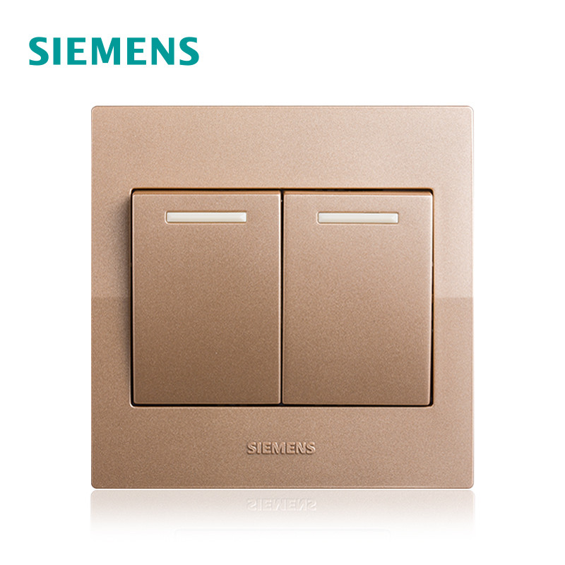 西门子（SIEMENS）开关电源插座面板悦动香槟金五孔USB一开带16A空调86型家用墙壁 二开双控带荧光 悦动香槟金系列