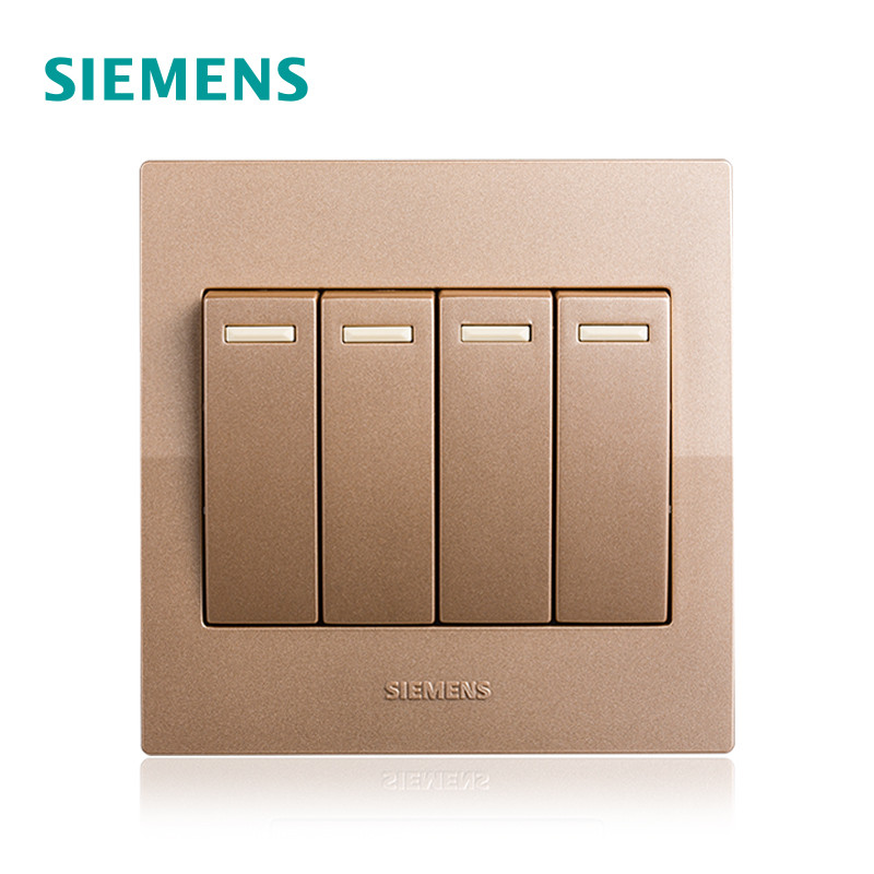 西门子（SIEMENS）开关电源插座面板悦动香槟金五孔USB一开带16A空调86型家用墙壁 四开单控带荧光 悦动香槟金系列