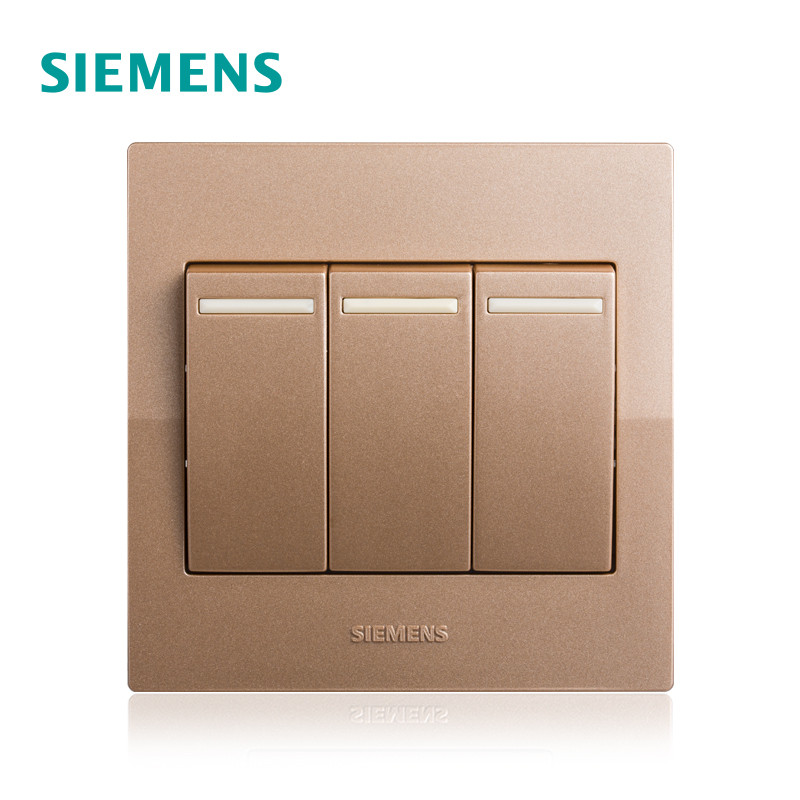 西门子（SIEMENS）开关电源插座面板悦动香槟金五孔USB一开带16A空调86型家用墙壁 三开双控带荧光 悦动香槟金系列