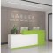 前台接待台简约现代时尚超市收银台迎宾吧台桌大气烤漆转角柜台桌_33_229 哑光绿配白左高_140x60x100cm
