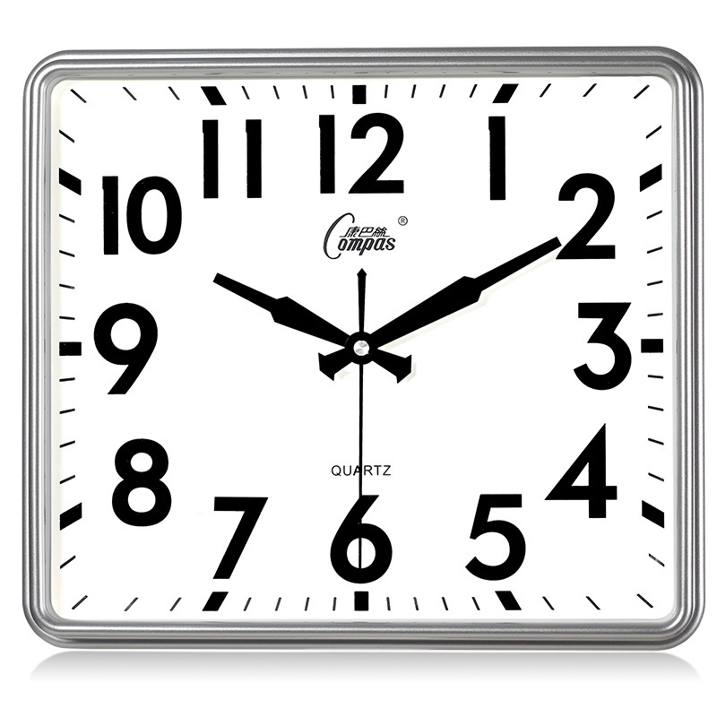 康巴丝客厅挂钟卧室电子钟表创意静音个性时尚日历时钟石英钟家用(956)_14英寸（直径35.5厘米） 银灰色 普通款