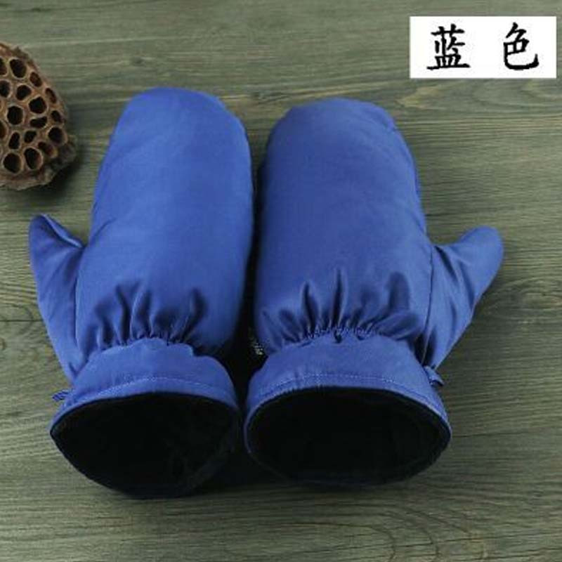手套男女冬可爱学生保暖加厚棉户外骑行滑雪儿童手套通用简约小清新婴童手套 L 蓝色-男士