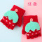 儿童手套女冬季男孩女孩保暖翻盖男女童加厚草莓卡通学生宝宝半指简约清新婴童手套 建议3-9岁 草莓红色