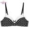 珀依兰 无钢圈蝴蝶结圆点少女文胸 小胸一片式两排扣内衣_694_378 贵族黑 75B
