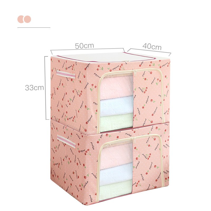 衣服收纳箱牛津布纺整理箱棉被储物折叠布艺特大号收纳袋_2 特大号粉桃（2个装）