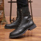 马丁靴男士短靴潮流中筒靴秋季韩版皮靴休闲高帮女鞋百搭潮鞋 锦星804黑色（单鞋） 35