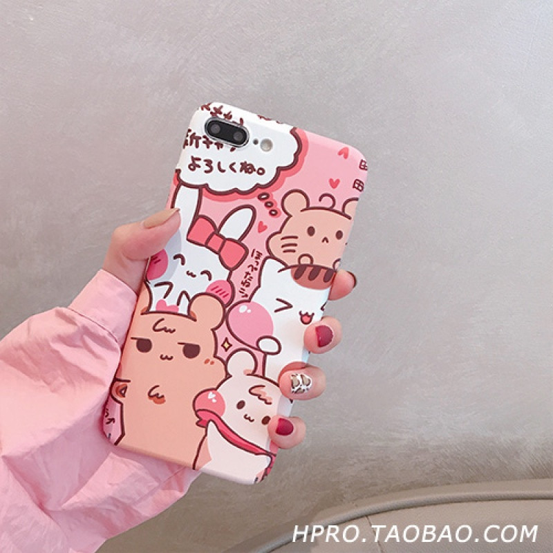 卡通硬壳6s苹果x手机壳XSMax/XR/iPhoneX/8plus/7p女款iphon iPhoneXR浅色