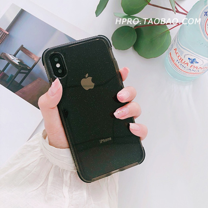 闪粉防摔壳6s苹果x手机壳XSMax/XR/iPhoneX/8plus/7p女款ipho 6plus/6splus黑色