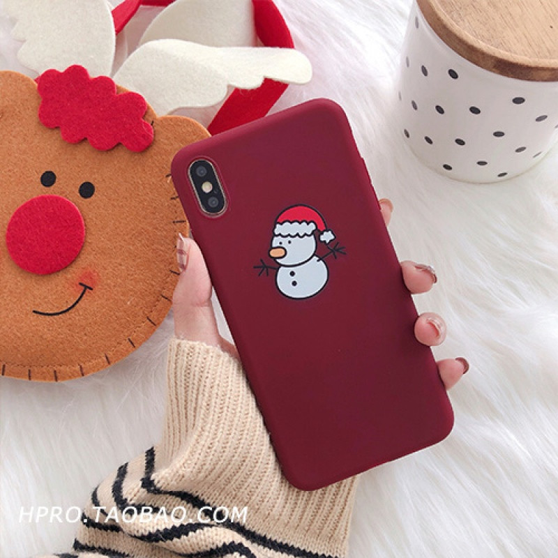 圣诞节软壳8plus苹果x手机壳XSMax/XR/iPhoneX/7p/6女iphone iPhoneX/XS雪人
