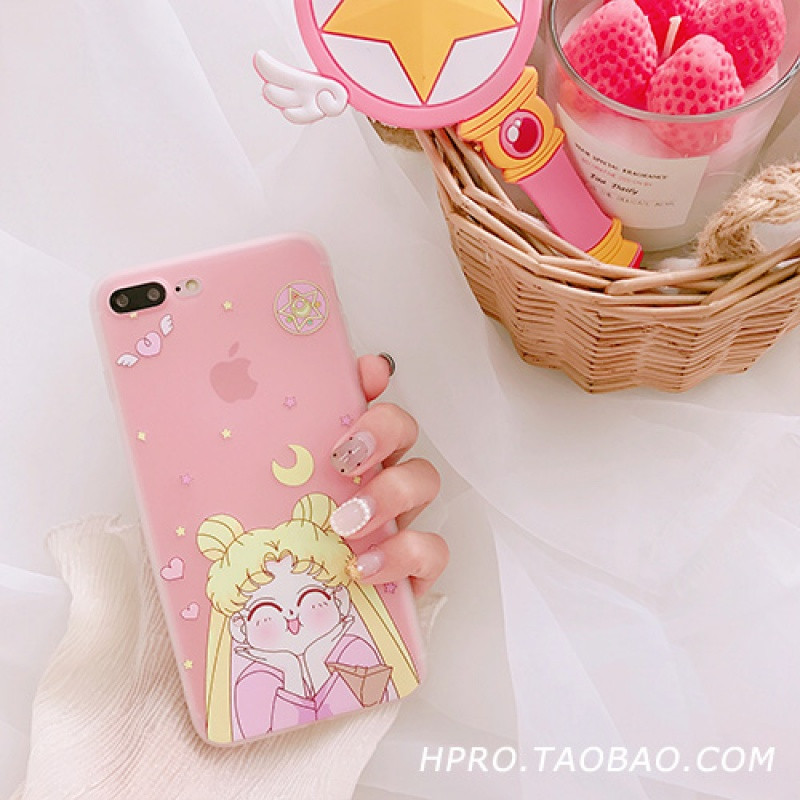 美少女卡通6splus苹果x手机壳XS/XR/Max/iPhone8plus/7女款透明套_1 iPhoneXSMax粉底大头照
