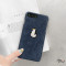 网红同款灯芯绒布刺绣企鹅iPhoneXsMax手机壳7/8plus苹果X硬壳6女 苹果7/8(小屏)绒布蓝底毛绒企鹅半包硬壳