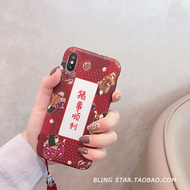 中国苏XSMax/XR苹果X手机壳iPhoneX/6s/7p/8Plus女款iphone_1 6plus/6splus猪事顺利流苏