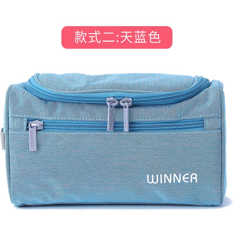 旅行洗漱包女防水便携出差户外大容量化妆包收纳袋男洗澡洗浴包_1 斜纹天蓝