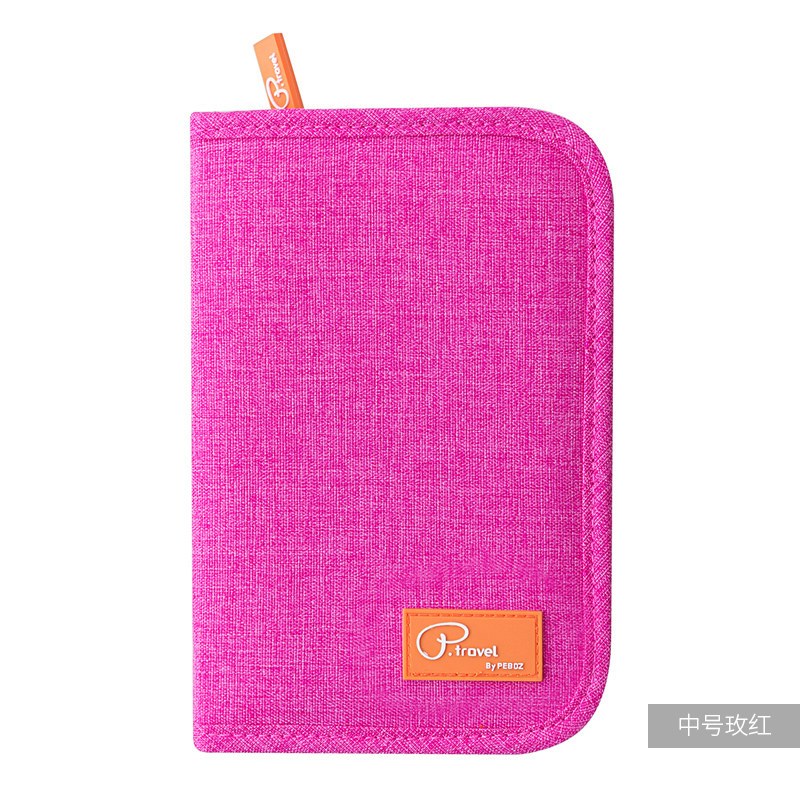 护照包机票护照夹可爱保护套旅行收纳包出国多功能袋包_7 中号玫红
