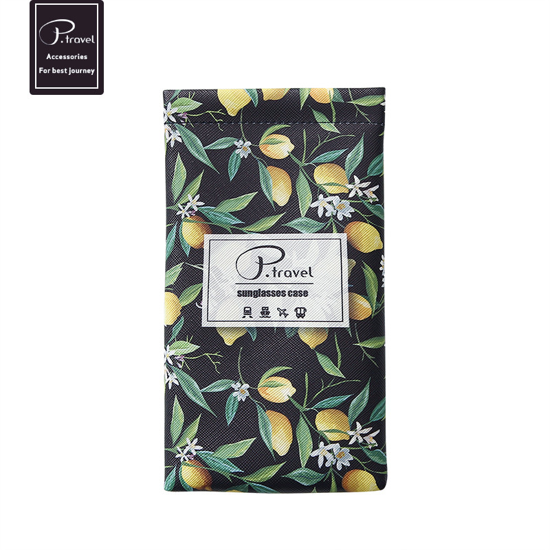 韩国女款眼镜袋便携太阳镜袋墨镜包布袋简约防压刮花抗压收纳袋子_3 柠檬黑