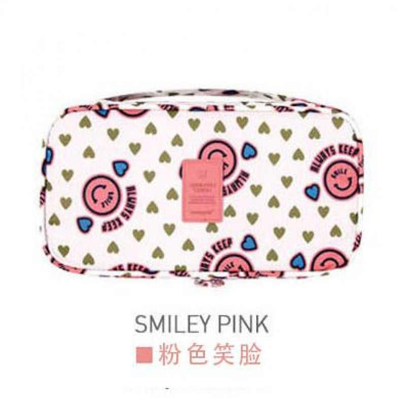 内衣收纳整理收纳袋衣服储物韩版便携旅行文胸包内裤防尘分格盒 三代/粉色笑脸