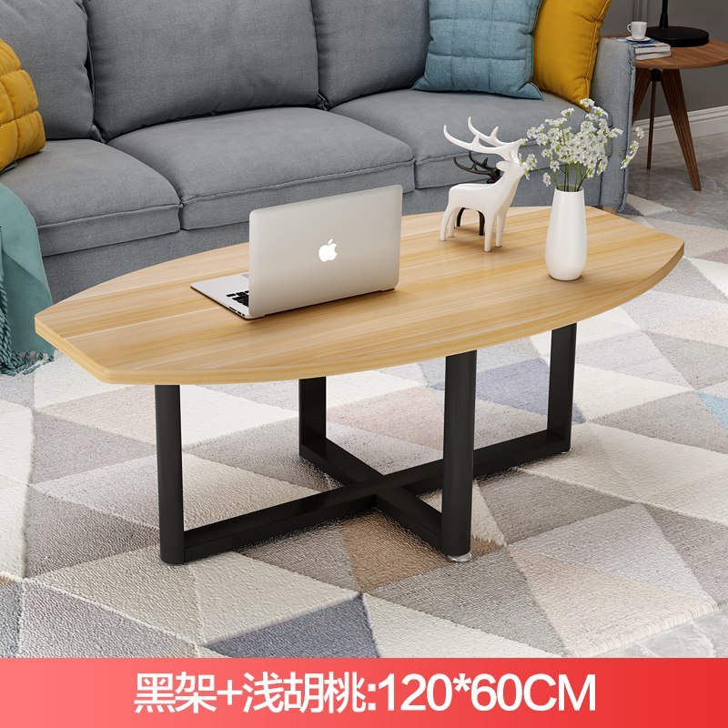 北欧茶几简约现代家用客厅茶几创意小户型茶桌圆形简易迷你小桌子_362_926 组装_长120宽60高45（浅胡桃+黑架）