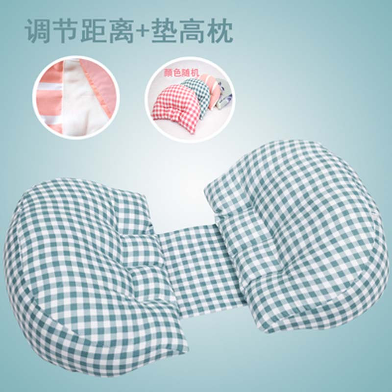 秋冬孕妇枕头护腰侧睡卧枕怀孕期U型枕多功能托腹抱枕孕母婴用品简约孕妇护腰枕 【双调节】可调节距离+调节枕：绿白小格