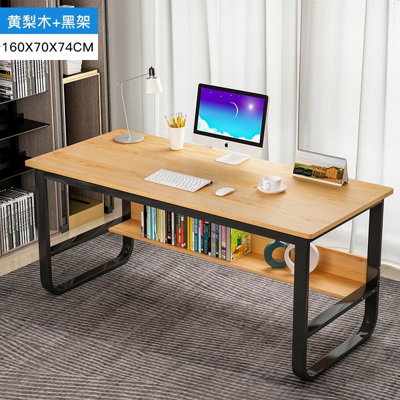 电脑桌台式家用 简约经济型 办公桌子简易书桌学生写字台_314_53 升级160x70黄梨木色