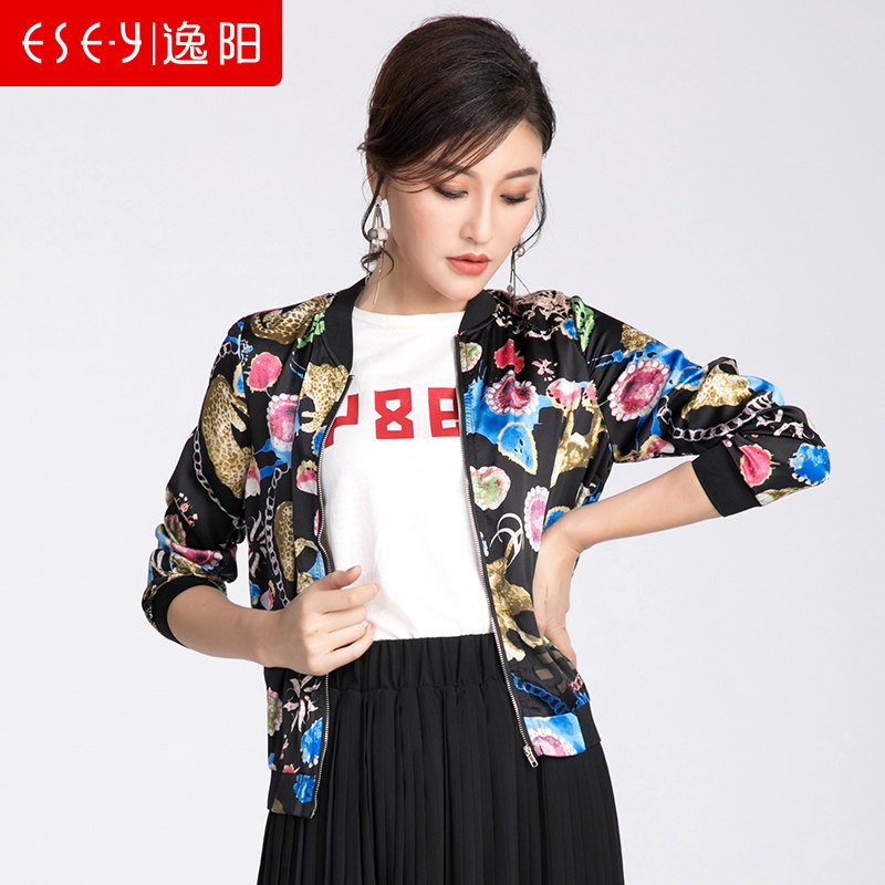 逸阳长袖多色外套上衣 L 黑提花