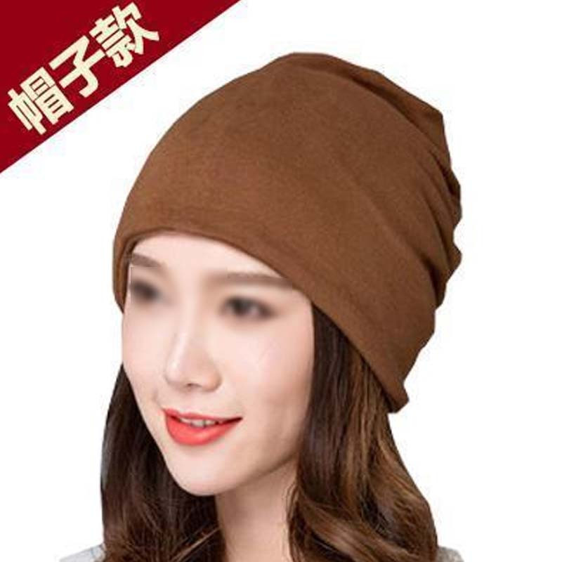 月子帽秋冬保暖产后产妇帽子秋季加厚孕妇冒头巾女春夏薄通用简约产妇帽子头巾 咖啡色堆堆帽
