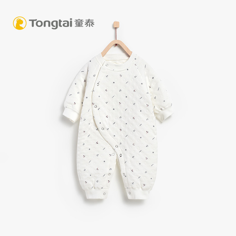 童泰TONGTAI新生儿衣服纯棉连体衣宝宝保暖内衣加厚婴儿爬服哈衣秋冬婴幼儿通用73cm 白色 52cm