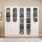 书柜书架家用简约现代带玻璃组合书橱木柜资料文件收纳柜置物柜_450_709 A款白加蓝_0.6米宽