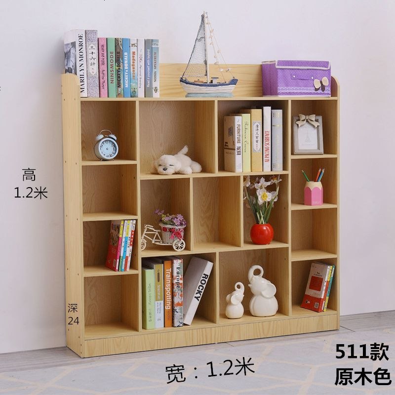 儿童书架落地小书柜简易小学生宝宝幼儿园置物架柜简约现代省空间_577_117 511款_木色