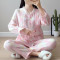 春夏季纯棉纱布月子服产后薄款喂奶衣大码孕妇哺乳睡衣家居服套装 L 蓝色