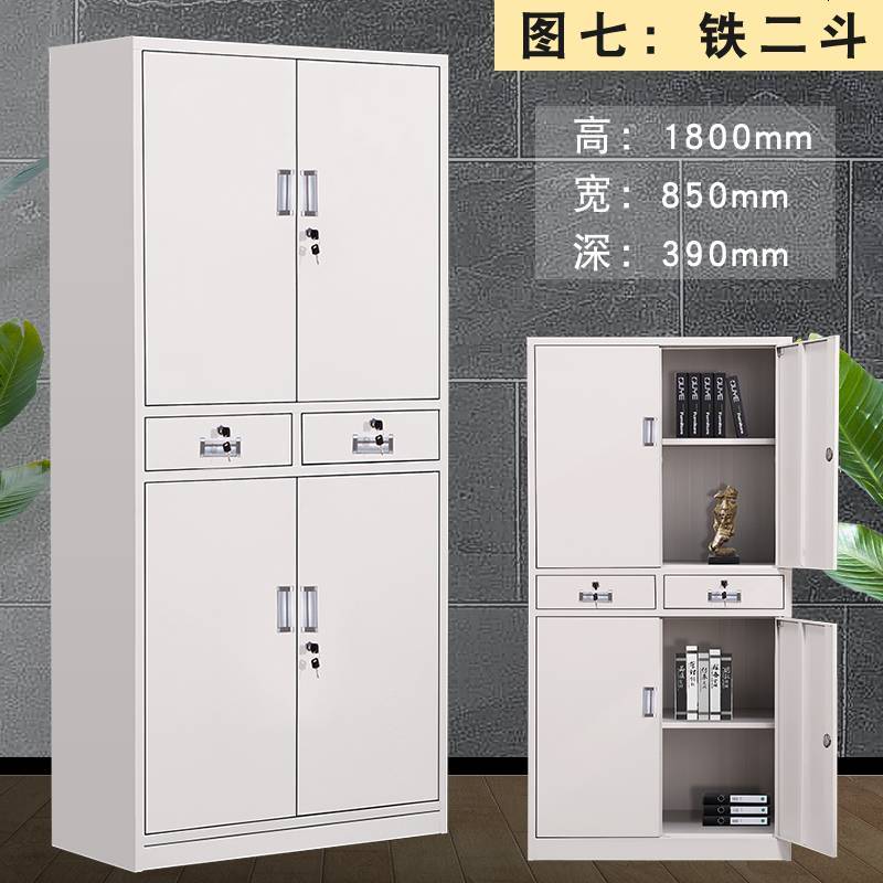 A4办公铁皮文件柜矮柜家用书柜资料密码带锁凭证档案彩色储物柜子_552_410 （图七）二斗铁_柜_0.7mm