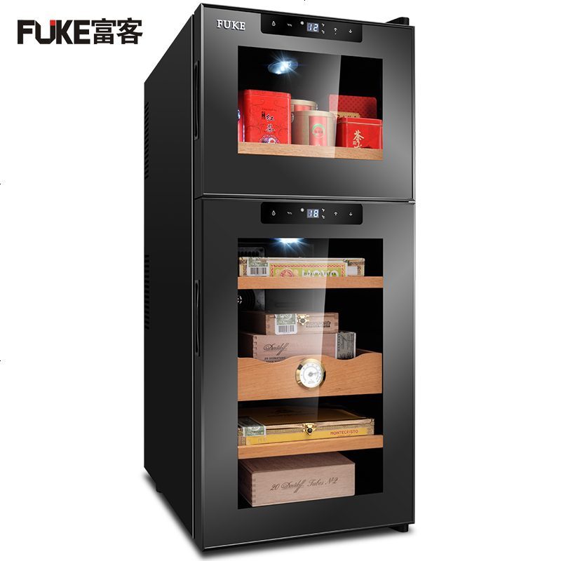 FK-65C雪茄柜恒温雪茄保湿雪茄柜电子雪茄柜冷藏柜冰吧红酒柜_951_258 上茶叶下雪茄_FK-18C