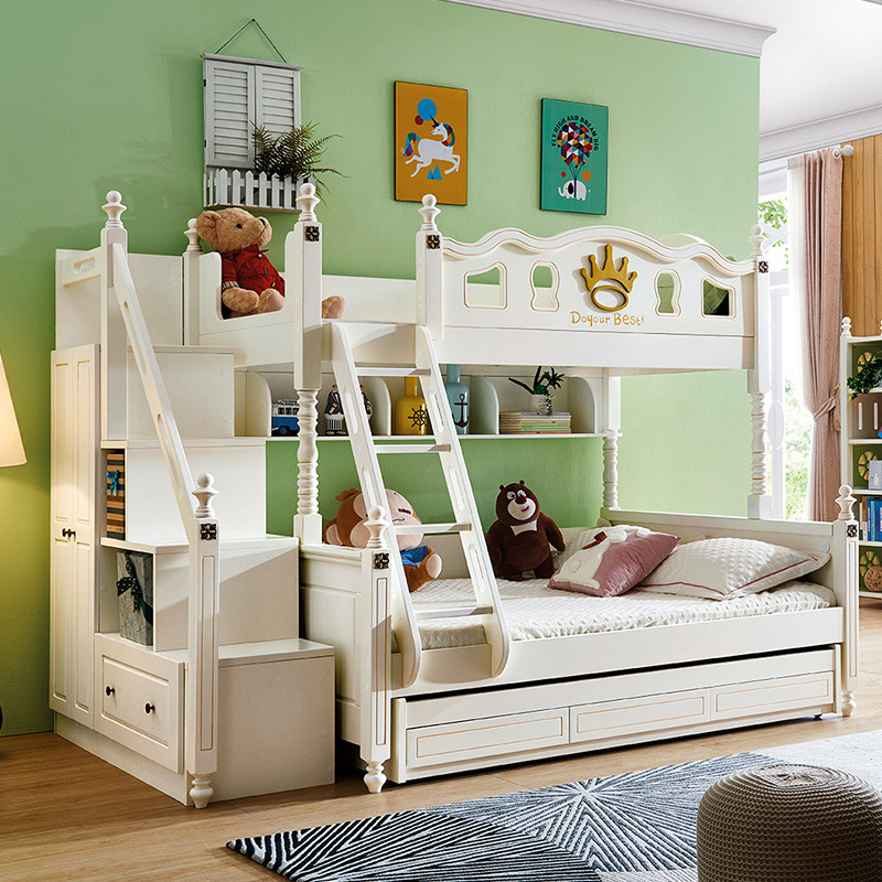 A家家具 儿童床 ET2018 1.35米高低子母床+上下床垫